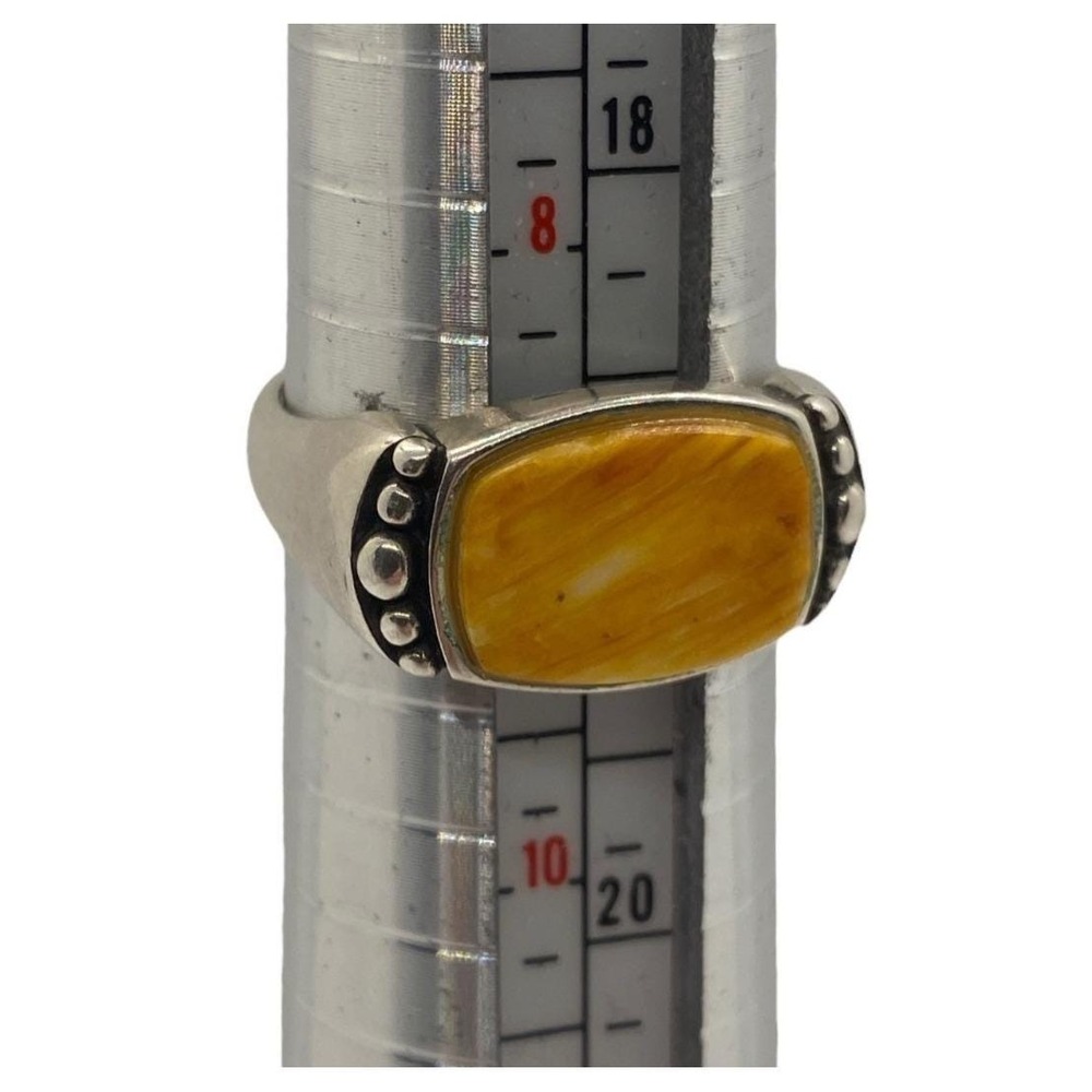 Vintage Waldeck Johnson Navajo Sterling Silver Spiny Oyster Ring Orange Size 9 - Picture 4 of 4